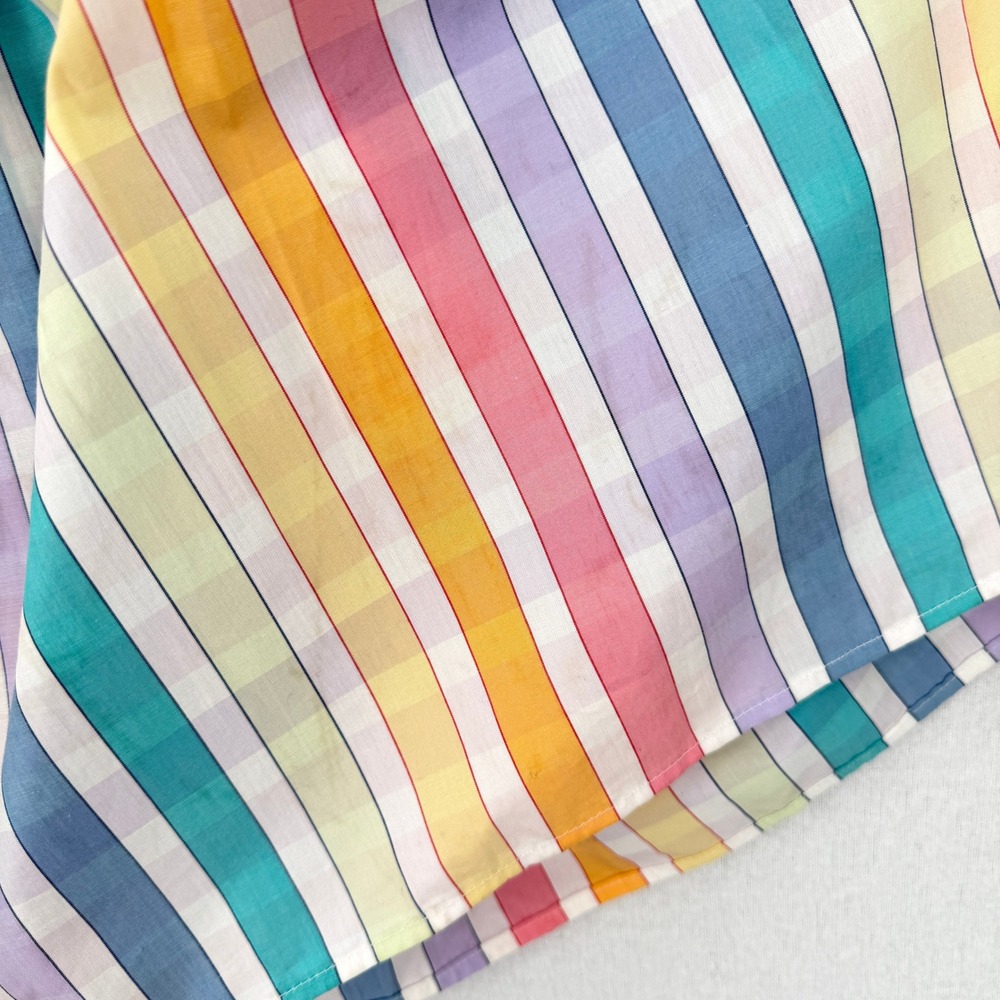 J CREW Smocked Midi Skirt Rainbow Stripe Womens White Pink Cotton Resort NEW - Picture 12 of 16